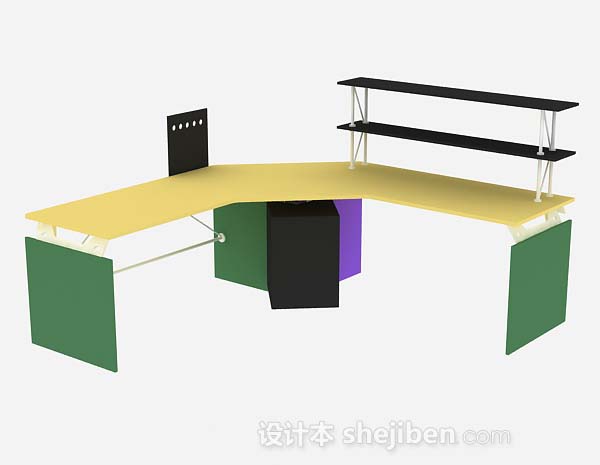 免费黄色个性办公桌3d模型下载
