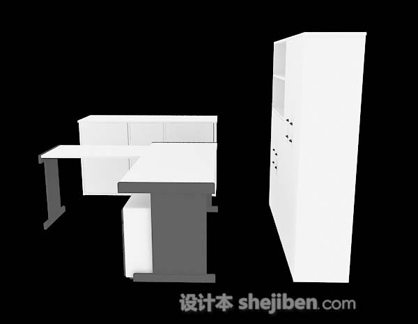 设计本白色书桌3d模型下载