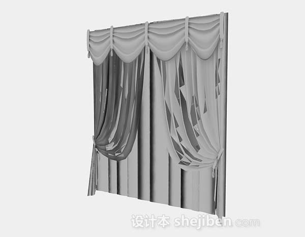 现代风格灰色窗帘3d模型下载