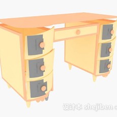 黄色书桌3d模型下载