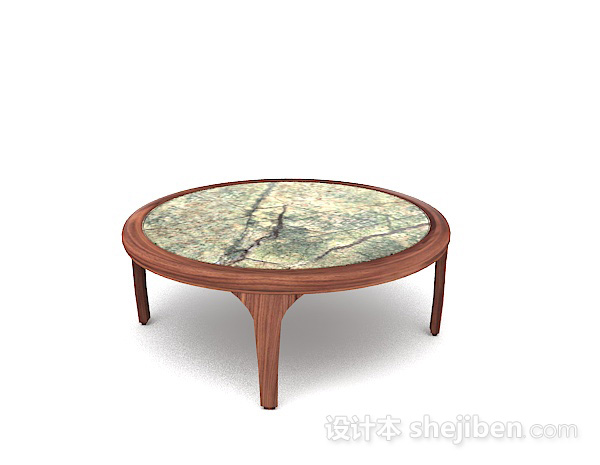 现代风格家居木质圆形餐桌3d模型下载