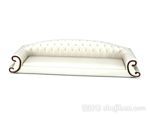 欧式风格欧式白色多人沙发3d模型下载
