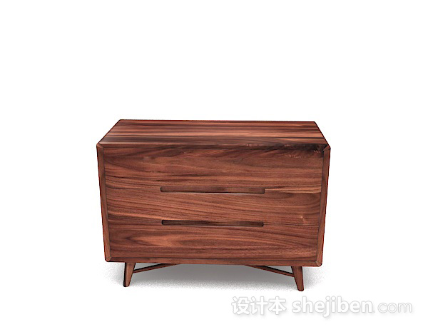 现代风格木质简约棕色床头柜3d模型下载
