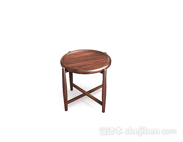 木质简单圆凳3d模型下载