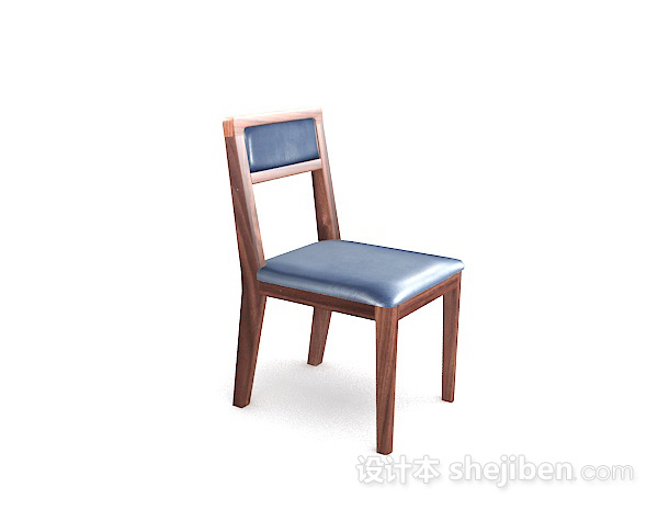 设计本木质简单蓝色家居椅子3d模型下载