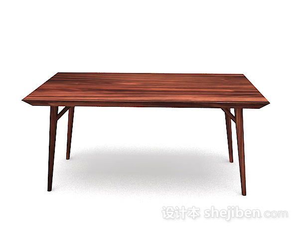 现代风格木质长方形简单桌子3d模型下载