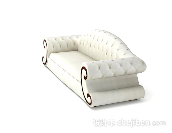 免费欧式白色双人沙发3d模型下载