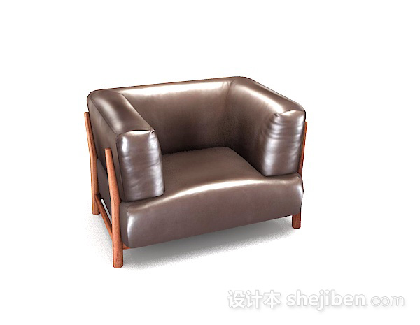 美式棕色单人沙发