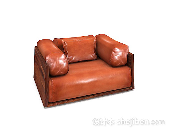 美式棕色单人沙发