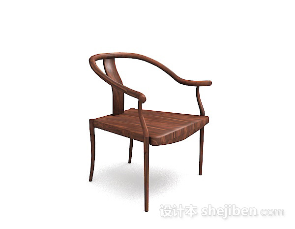 设计本新中式木质家居椅子3d模型下载