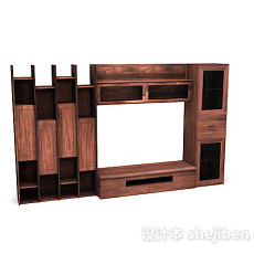 木质棕色家居电视柜3d模型下载