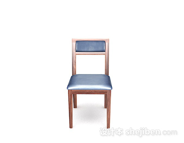 现代风格木质简单蓝色家居椅子3d模型下载