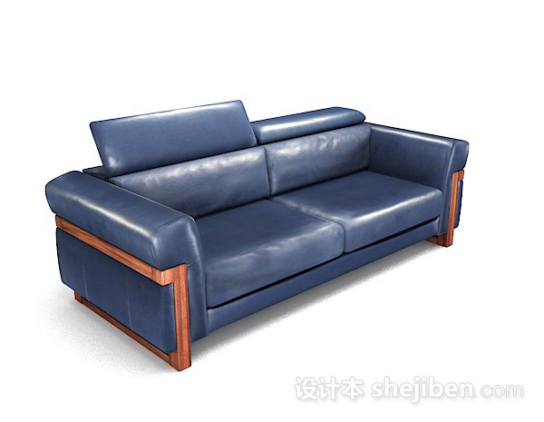 设计本美式蓝色家居双人沙发3d模型下载