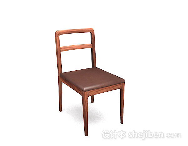 木质棕色简单家居椅3d模型下载