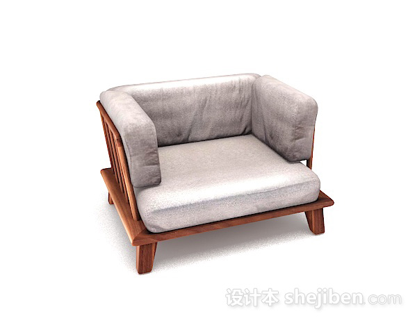 灰色木质单人沙发