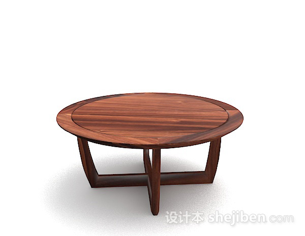 设计本木质简约棕色圆餐桌3d模型下载