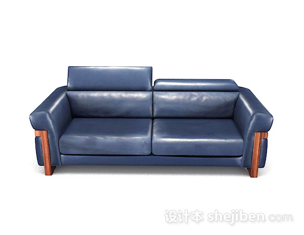 美式风格美式蓝色家居双人沙发3d模型下载