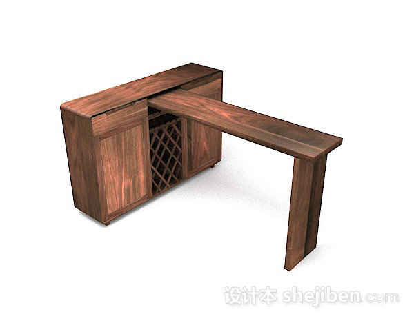 免费木质吧台餐桌3d模型下载
