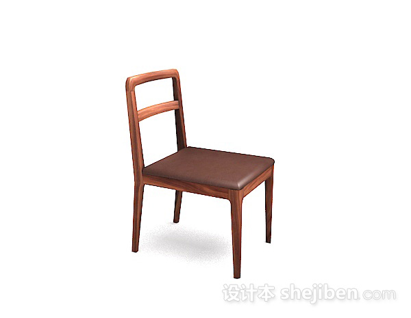 设计本木质棕色简单家居椅3d模型下载
