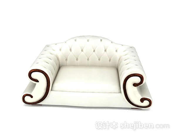 欧式风格欧式白色单人沙发3d模型下载