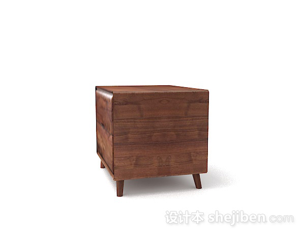 免费木质棕色床头柜3d模型下载