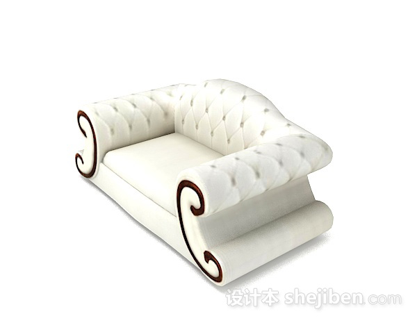 免费欧式白色单人沙发3d模型下载