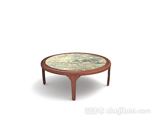 设计本家居木质圆形餐桌3d模型下载