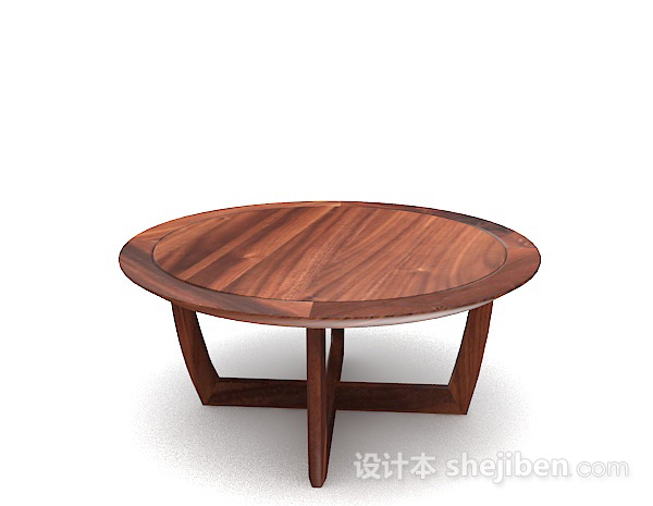 现代风格木质简约棕色圆餐桌3d模型下载