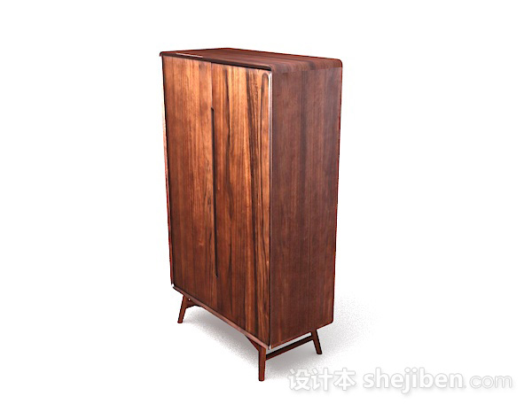 免费木质棕色衣柜3d模型下载
