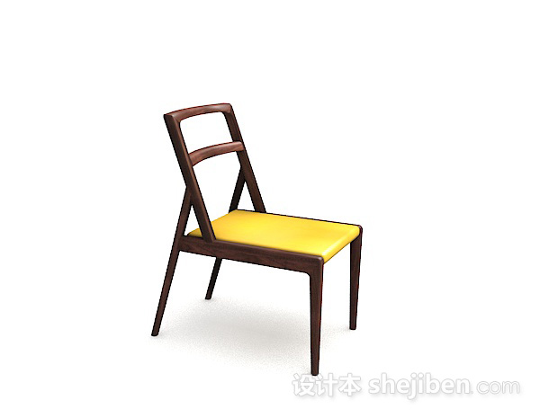 设计本木质简单黄色家居椅子3d模型下载
