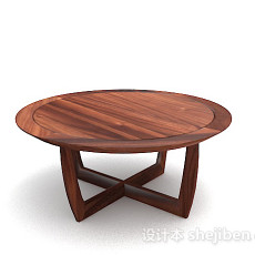 木质简约棕色圆餐桌3d模型下载