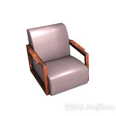 棕色木质单人沙发3d模型下载