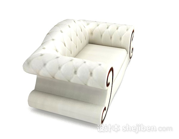 设计本欧式白色单人沙发3d模型下载