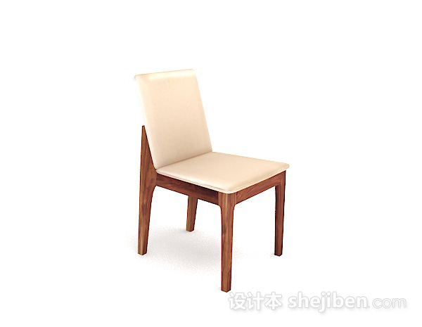 设计本木质米黄色家居椅子3d模型下载