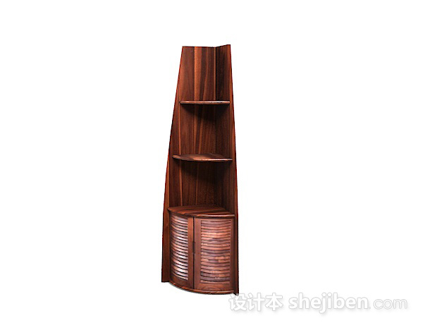 木质棕色角柜3d模型下载