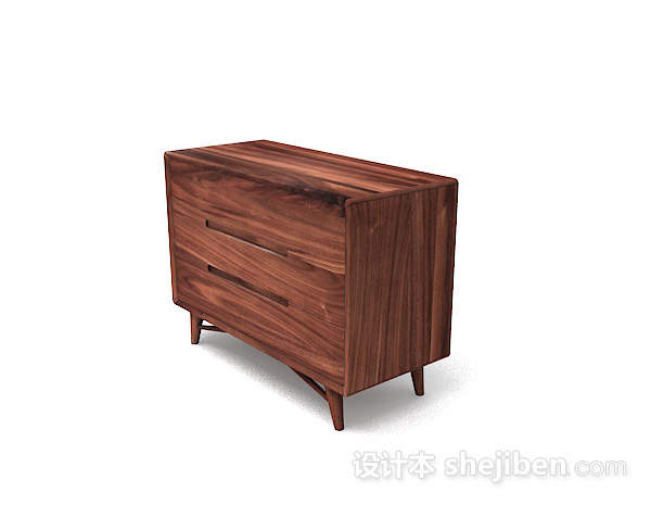 免费木质简约棕色床头柜3d模型下载