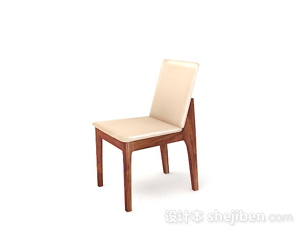 免费木质米黄色家居椅子3d模型下载