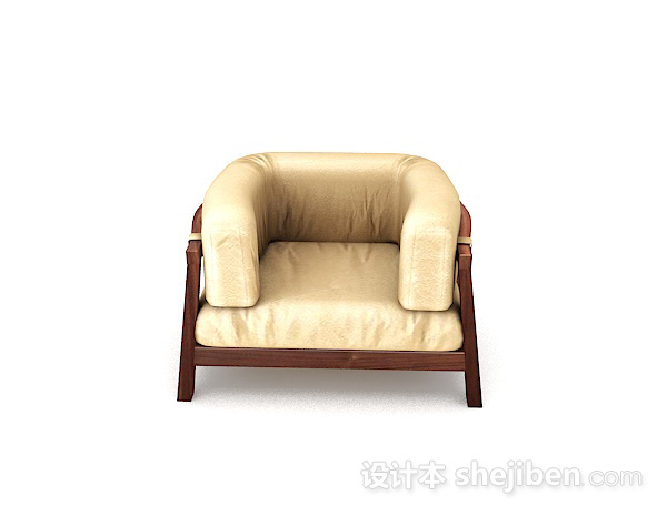 现代风格黄色单人沙发3d模型下载