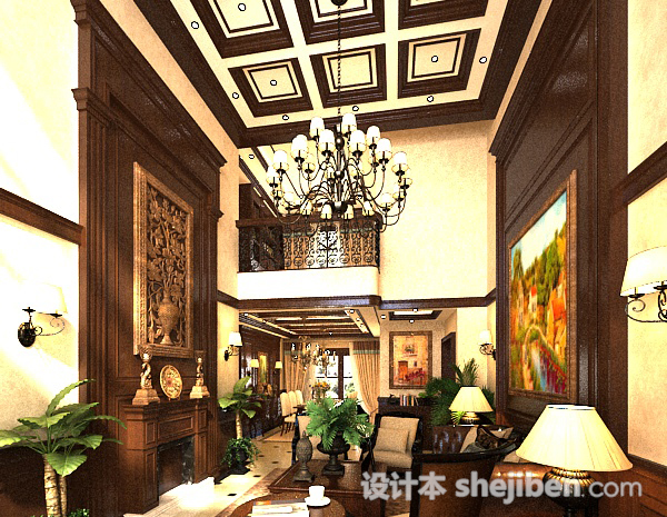 欧式古典3d客厅模型