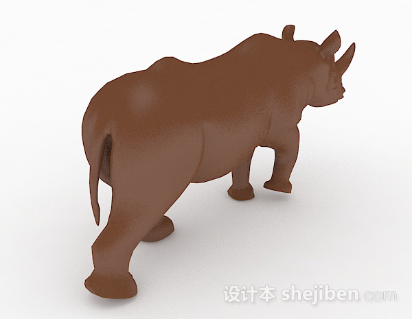 免费棕色陶瓷犀牛摆件3d模型下载