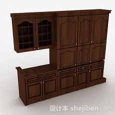 木质棕色橱柜3d模型下载