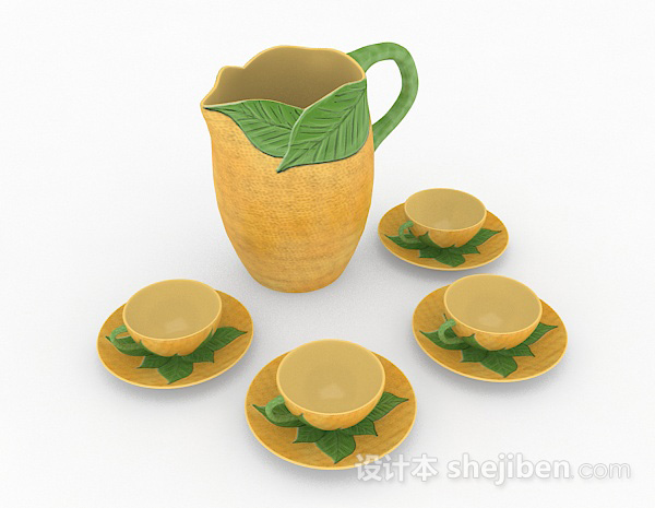 东南亚风陶瓷茶具3d模型下载