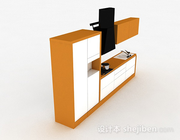 设计本木质简易橱柜3d模型下载