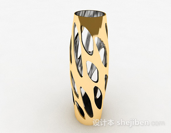 免费最新金色镂空立体花瓶摆件3d模型下载