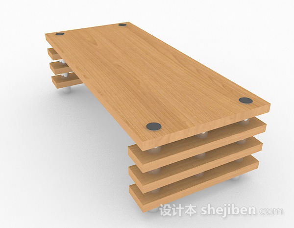 免费黄色木质餐桌3d模型下载