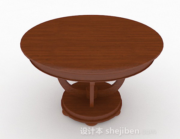 设计本棕色圆形餐桌3d模型下载