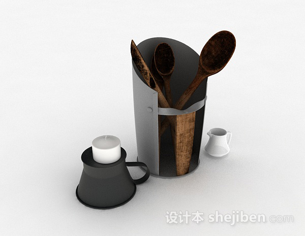 简易厨房用具收纳桶3d模型下载