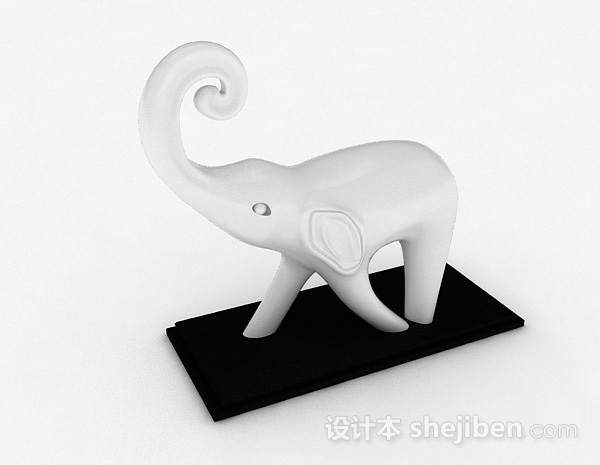 白色大象摆设品3d模型下载