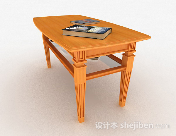 设计本黄色木质书桌3d模型下载