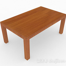 棕色木质长方形餐桌3d模型下载